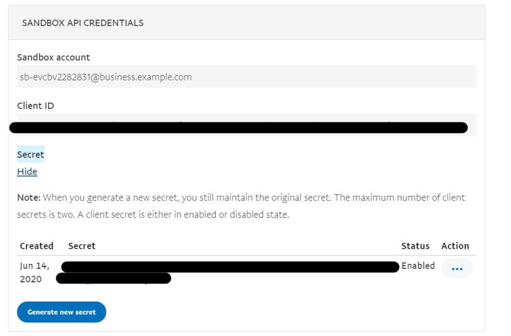 paypalテスト用サンドモックスモード設定