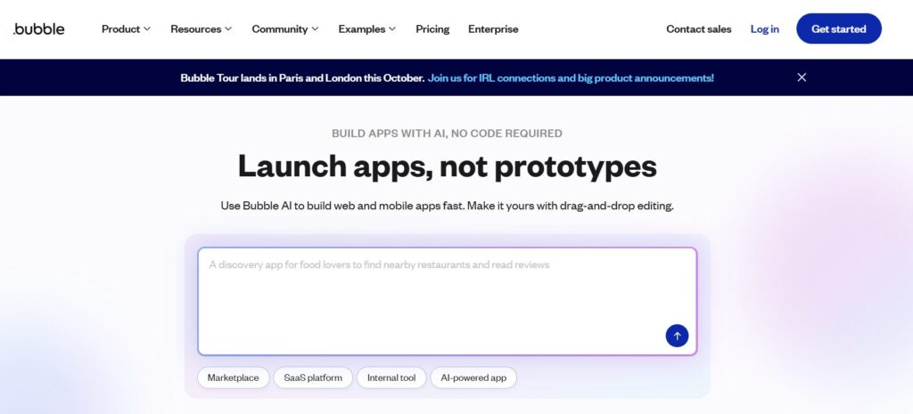 プロンプトだけでAIがマッチングサイトを作ってくれるお薦めツールbubbleの紹介画像